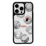 For iPhone 13 Pro Max Exclusive Design Style PC Full Coverage Pattern Phone Case(Silver Coin Cat)