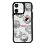 For iPhone 12 Exclusive Design Style PC Full Coverage Pattern Phone Case(Silver Coin Cat)