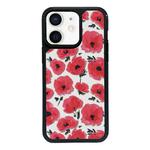 For iPhone 12 mini Exclusive Design Style PC Full Coverage Pattern Phone Case(Red Watercolor Flowers)