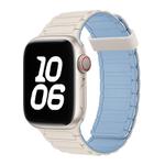 For Apple Watch SE 2023 44mm Tri-beads Magnetic Hoop Silicone Watch Band(White Fog Blue)