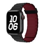 For Apple Watch SE 2023 44mm Tri-beads Magnetic Hoop Silicone Watch Band(Black Wine Red)