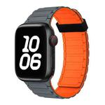 For Apple Watch SE 2023 44mm Tri-beads Magnetic Hoop Silicone Watch Band(Grey Orange)