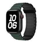 For Apple Watch SE 2023 44mm Tri-beads Magnetic Hoop Silicone Watch Band(Deep Green Black)