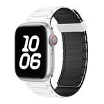 For Apple Watch Series 9 45mm Tri-beads Magnetic Hoop Silicone Watch Band(White Black)