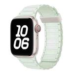 For Apple Watch Series 9 41mm Tri-beads Magnetic Hoop Silicone Watch Band(Light Mint)