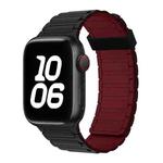 For Apple Watch Series 8 41mm Tri-beads Magnetic Hoop Silicone Watch Band(Black Wine Red)