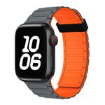 For Apple Watch Series 8 41mm Tri-beads Magnetic Hoop Silicone Watch Band(Grey Orange)