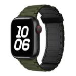 For Apple Watch Series 8 41mm Tri-beads Magnetic Hoop Silicone Watch Band(Army Green Black)