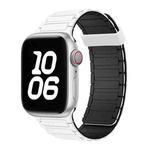 For Apple Watch SE 2022 40mm Tri-beads Magnetic Hoop Silicone Watch Band(White Black)