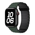 For Apple Watch Series 7 41mm Tri-beads Magnetic Hoop Silicone Watch Band(Deep Green Black)