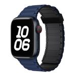 For Apple Watch Series 7 41mm Tri-beads Magnetic Hoop Silicone Watch Band(Dark Blue Black)