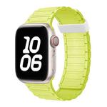 For Apple Watch Series 7 41mm Tri-beads Magnetic Hoop Silicone Watch Band(Fluorescent Green)