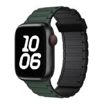 For Apple Watch Series 7 45mm Tri-beads Magnetic Hoop Silicone Watch Band(Deep Green Black)