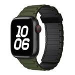 For Apple Watch Series 3 38mm Tri-beads Magnetic Hoop Silicone Watch Band(Army Green Black)