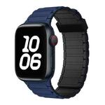 For Apple Watch Series 3 42mm Tri-beads Magnetic Hoop Silicone Watch Band(Dark Blue Black)