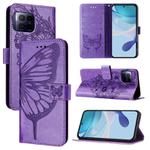 For T-Mobile REVVL 7 Pro 5G Embossed Butterfly Leather Phone Case(Light Purple)