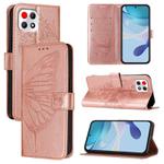 For T-Mobile REVVL 7 5G Embossed Butterfly Leather Phone Case(Rose Gold)