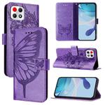 For T-Mobile REVVL 7 5G Embossed Butterfly Leather Phone Case(Light Purple)