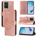 For HMD Pulse Pro Embossed Butterfly Leather Phone Case(Rose Gold)