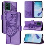 For HMD Pulse Pro Embossed Butterfly Leather Phone Case(Light Purple)