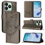 For Wiko T20 Embossed Butterfly Leather Phone Case(Grey)