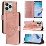 For Wiko T20 Embossed Butterfly Leather Phone Case(Rose Gold)