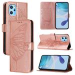 For UMIDIGI Power 7 Max Embossed Butterfly Leather Phone Case(Rose Gold)