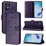 For UMIDIGI Bison X20 Embossed Butterfly Leather Phone Case(Dark Purple)