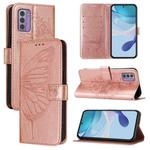 For Nokia G42 / G310 Embossed Butterfly Leather Phone Case(Rose Gold)