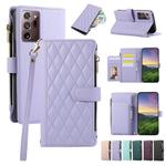 For Samsung Galaxy Note20 Ultra Rhombic Zipper Wallet Leather Phone Case(Purple)