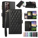 For Samsung Galaxy Note20 Ultra Rhombic Zipper Wallet Leather Phone Case(Black)