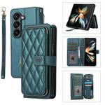 For Samsung Galaxy Z Fold6 Rhombic Full Zipper Wallet Leather Phone Case(Green)