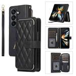 For Samsung Galaxy Z Fold6 Rhombic Full Zipper Wallet Leather Phone Case(Black)