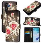 For Samsung Galaxy M56 5G Colored Drawing Pattern Plain Weave Leather Phone Case(Roses On Black)