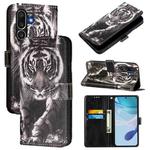For Samsung Galaxy M56 5G Colored Drawing Pattern Plain Weave Leather Phone Case(Black And White Tiger)