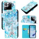 For Xiaomi 15S Pro Colored Drawing Pattern Plain Weave Leather Phone Case(Tower Butterfly)