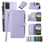 For Samsung Galaxy A71 4G Rhombic Zipper Wallet Leather Phone Case(Purple)