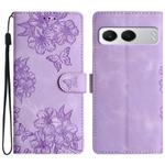 For OnePlus Nord 4 Cherry Blossom Butterfly Skin Feel Embossed PU Phone Case(Purple)