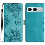 For OnePlus Nord 4 Cherry Blossom Butterfly Skin Feel Embossed PU Phone Case(Green)