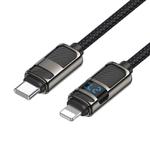 hoco U137 USB-C / Type-C to 8 Pin Line PD Charging Data Cable with Display, Length:1.2m(Black)