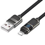 hoco U137 USB to 8 Pin Line 2.4A Charging Data Cable with Display, Length:1.2m(Black)