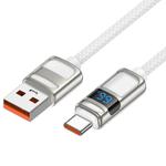 hoco U137 USB to USB-C / Type-C 5A Line Charging Data Cable with Display, Length:1.2m(White)