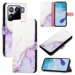 For Xiaomi 15S Pro PT003 Marble Pattern Flip Leather Phone Case(White Purple)