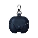 For Samsung Galaxy Buds 3 Business Leather Bluetooth Earphone Protective Case with Hook(Blue)