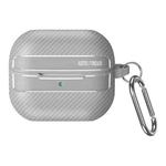 For Samsung Galaxy Buds3 / 3 Pro Carbon Fiber Texture Earphone Protective Case with Carabiner(Grey)