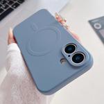 For iPhone 16 Plus Solid Color Liquid Silicone MagSafe Magnetic Phone Case(Lavender Grey)