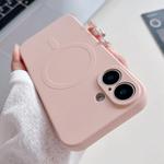 For iPhone 16 Plus Solid Color Liquid Silicone MagSafe Magnetic Phone Case(Pink)