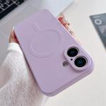 For iPhone 16 Plus Solid Color Liquid Silicone MagSafe Magnetic Phone Case(Lilac)