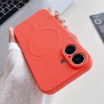 For iPhone 16 Plus Solid Color Liquid Silicone MagSafe Magnetic Phone Case(Orange)