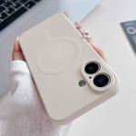 For iPhone 16 Solid Color Liquid Silicone MagSafe Magnetic Phone Case(Antique White)